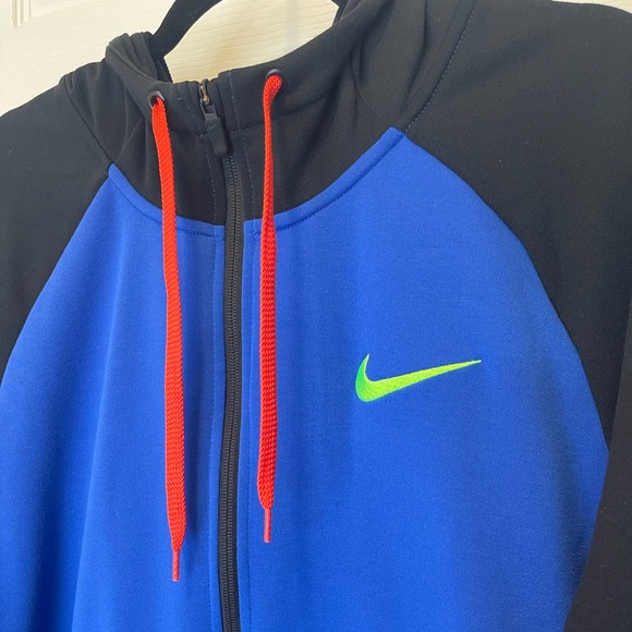 Nike Men's Dri-FIT Colorblock Full-Zip Hoodie XL-Tall Black, Red & Blue - Picture 5 of 15